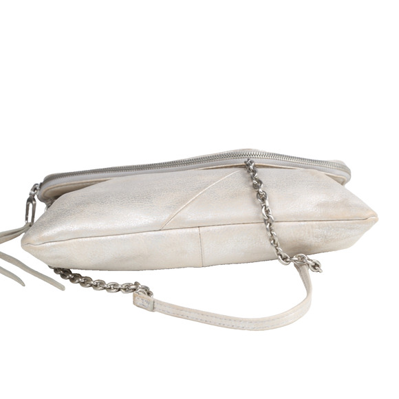 Hobo International Jessa Metallic Gray Leather Convertible Shoulder Bag Clutch - Picture 2 of 10